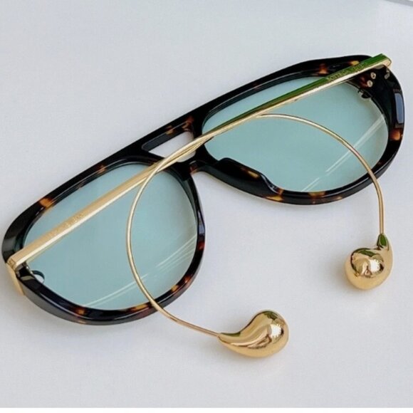 New unique Bottega Veneta Unisex Women Sunglasses Havana Frame Blue Lens - Picture 3 of 5